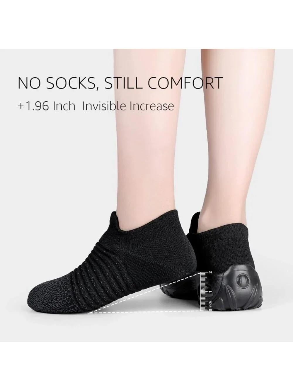 Women's Black Mix Walking Arch Support Non Slip Breathable Upper Sneaker Shoes